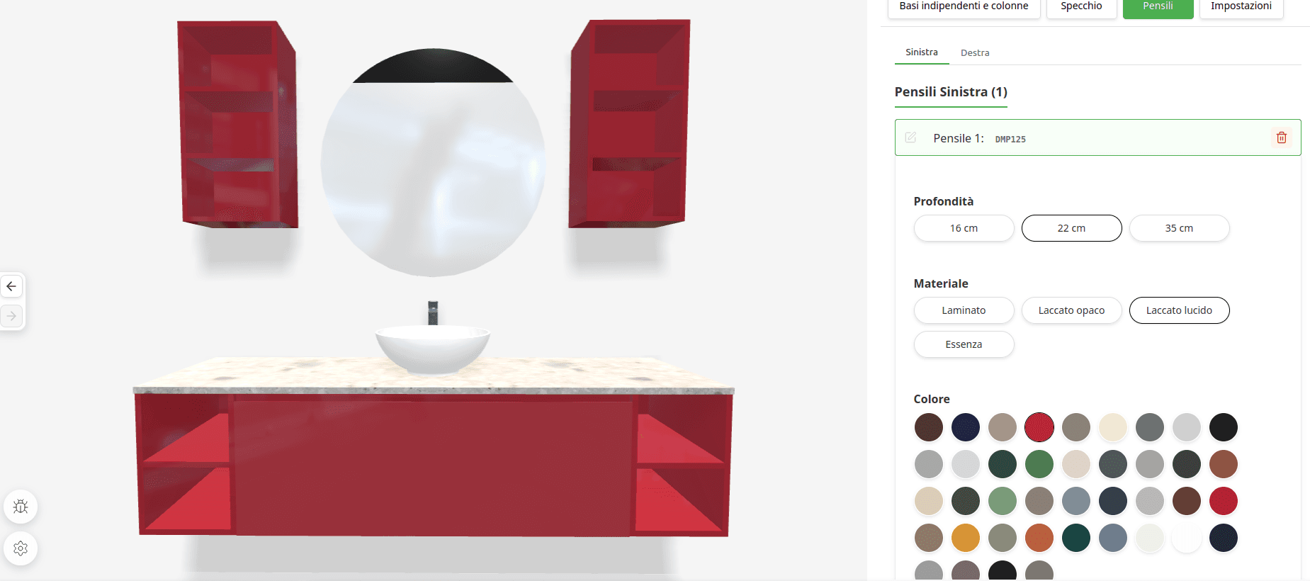 3D configurator and quoting for bathroom furniture