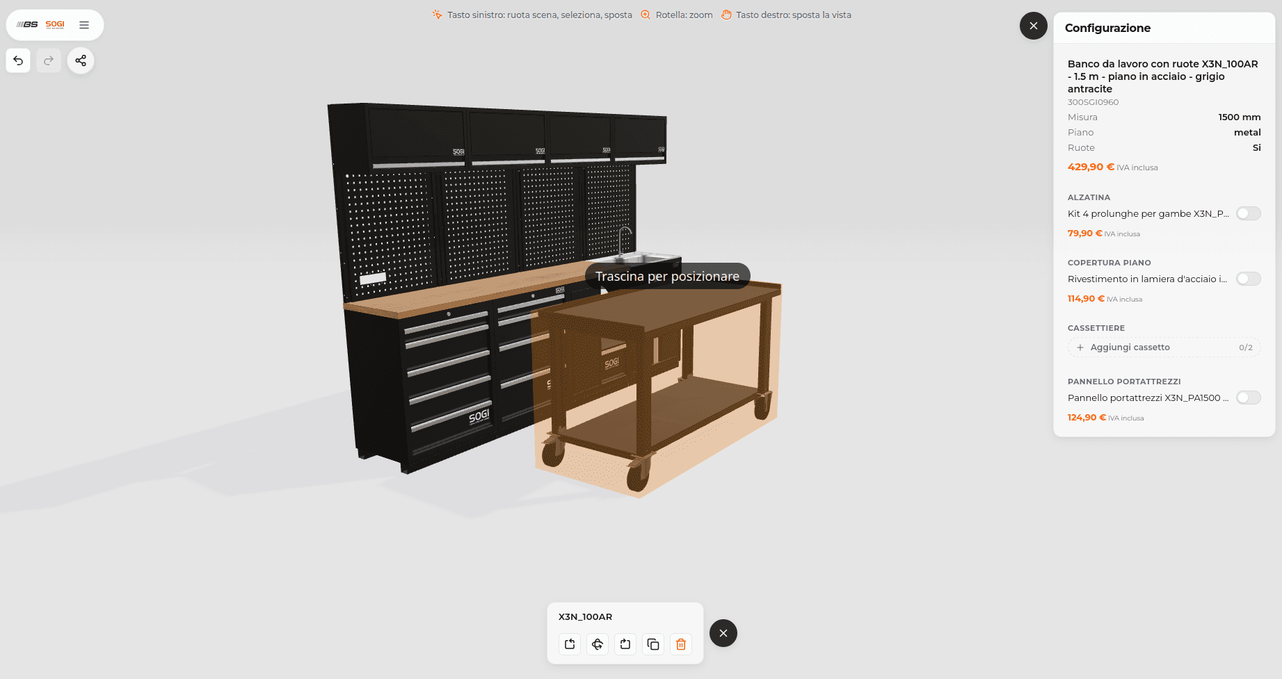 SOGI modular workshop furniture configurator 2