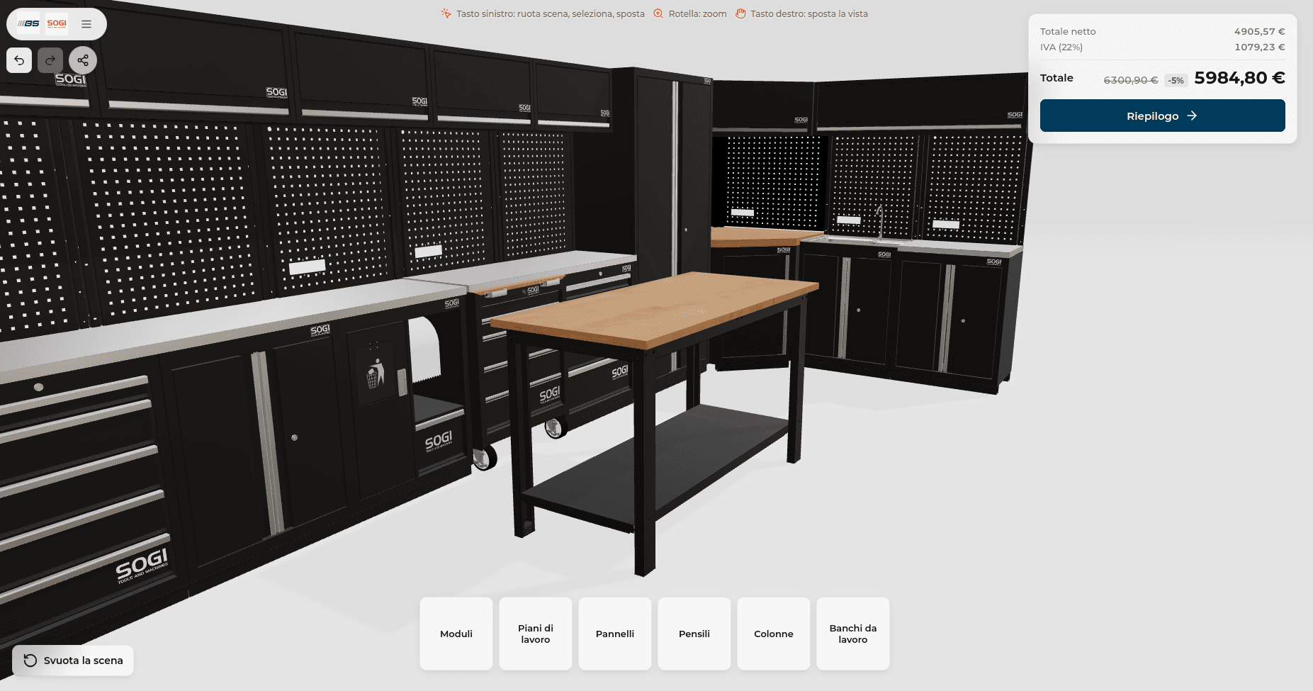 SOGI modular workshop furniture configurator 3
